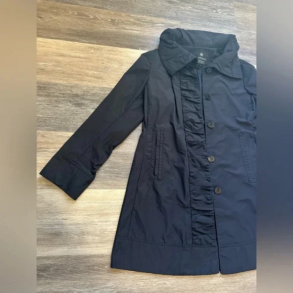 Rainforest Rain Coat Womens Medium Black Polyester Pleated Long Sleeve Hooded - Picture 2 of 13